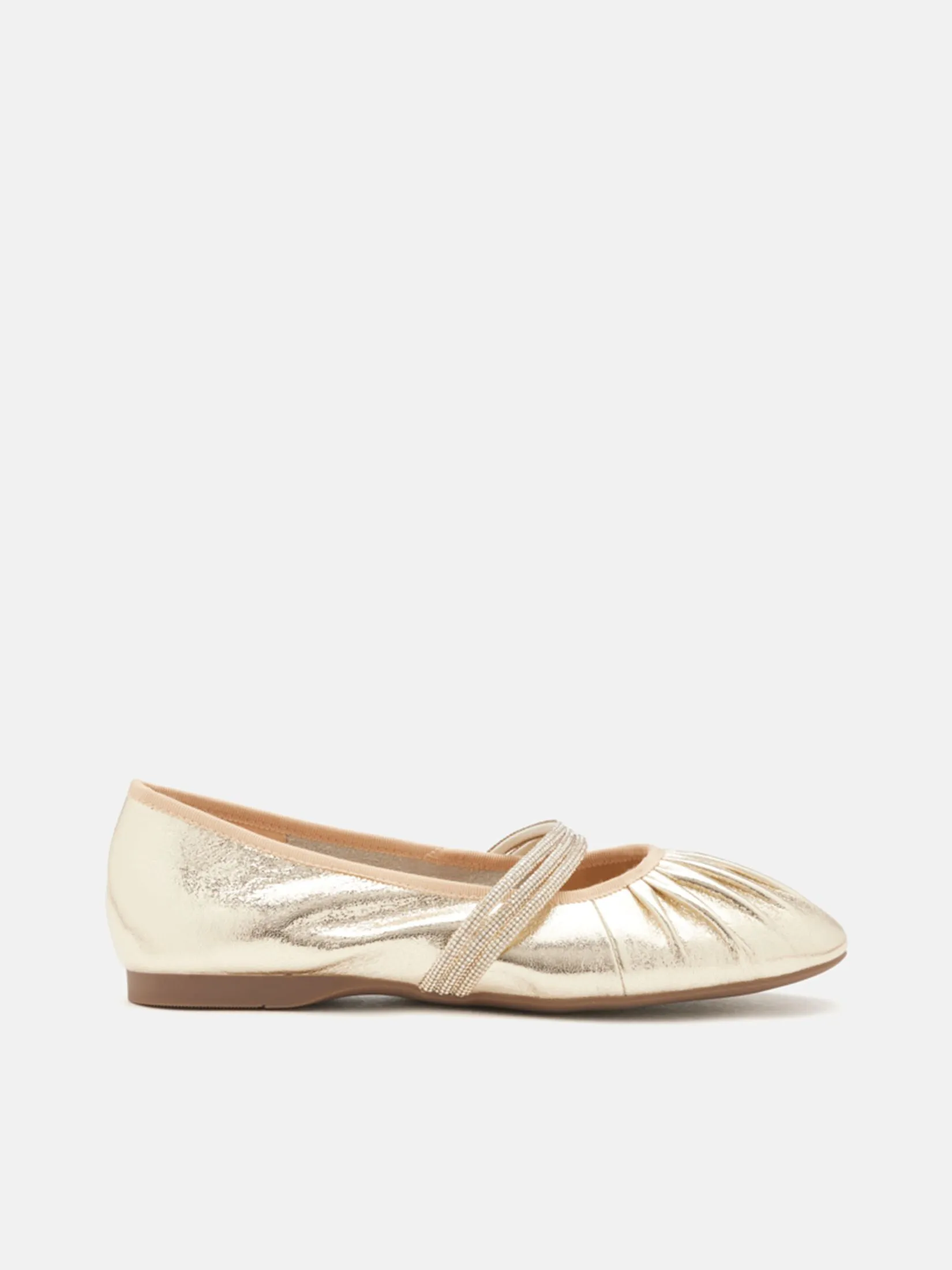 PAZZION Women Flat Shoes Elastic Strap Gold