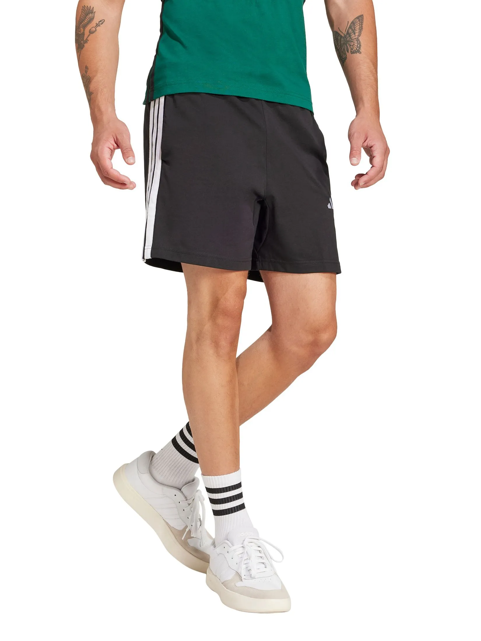 ADIDAS Men Shorts 7-Inch Essentials 3-Stripes Single Jersey Black