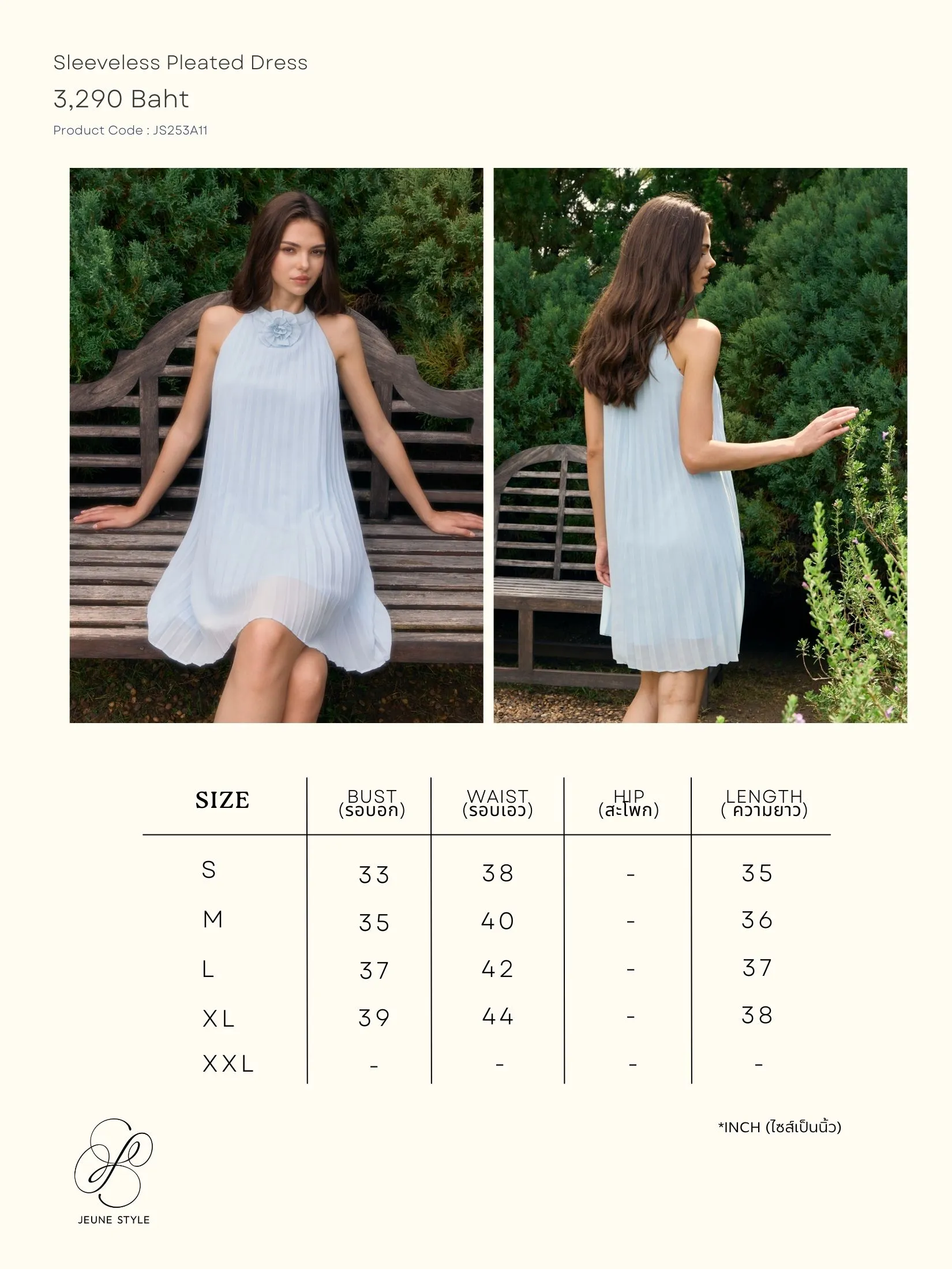 JEUNE STYLE Sleeveless Pleated Dress Women Blue