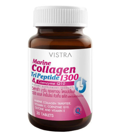 Морской коллаген трипептид 1300 мг + Коэнзим Q10 Vistra 30 капсул