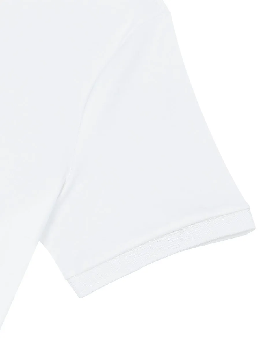 GIORDANO Men's Slim Fit Embroidery Bold Polo (Liquid Touch) Signature white