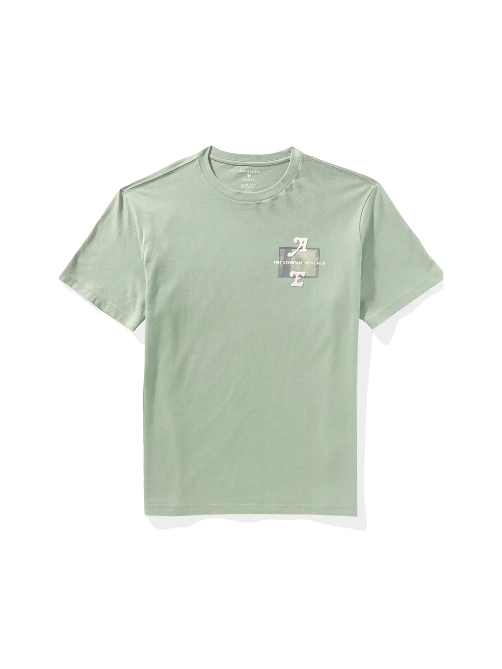 AMERICAN EAGLE MEN G SS BTS3 ELEV SET IN TEE- PC DYE + SERIOUSLY SOFT WASH 309 OLIVE