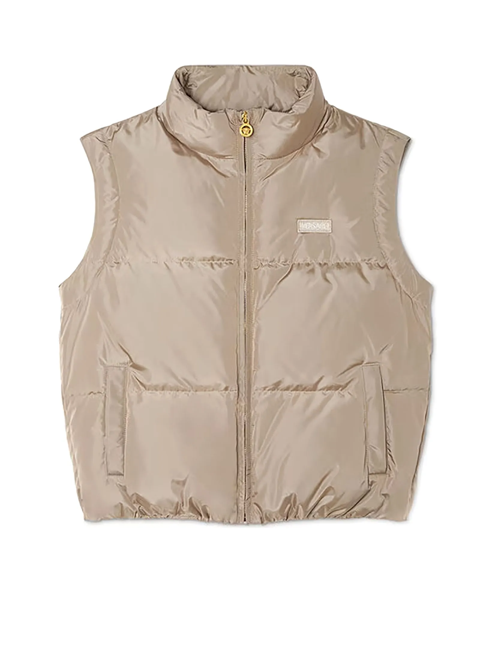 VERSACE KIDS Versace Logo Kids Puffer Vest Brown
