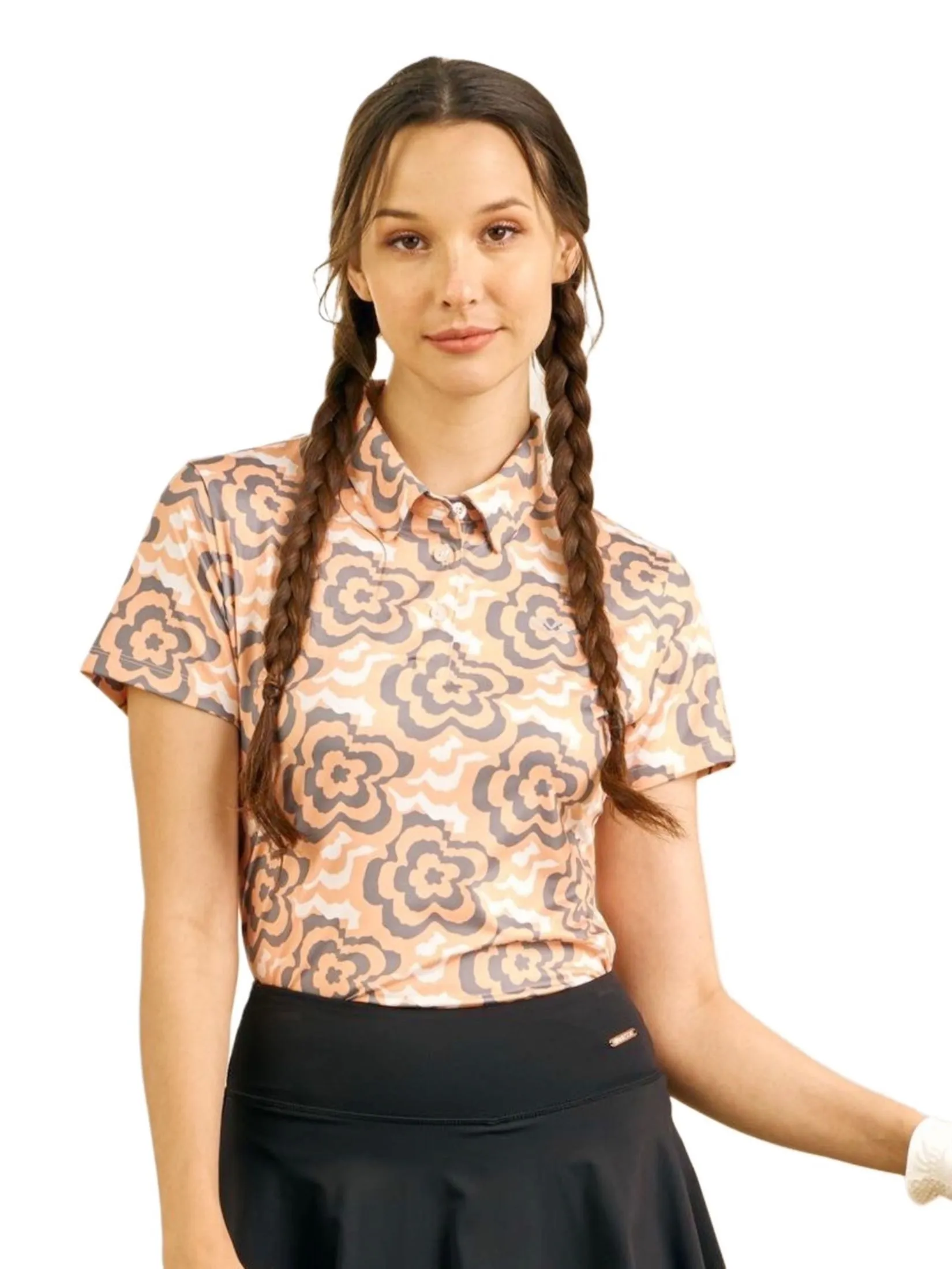 VANESSE Orange WOMEN PASTEL FLOWERS POLO (029083)