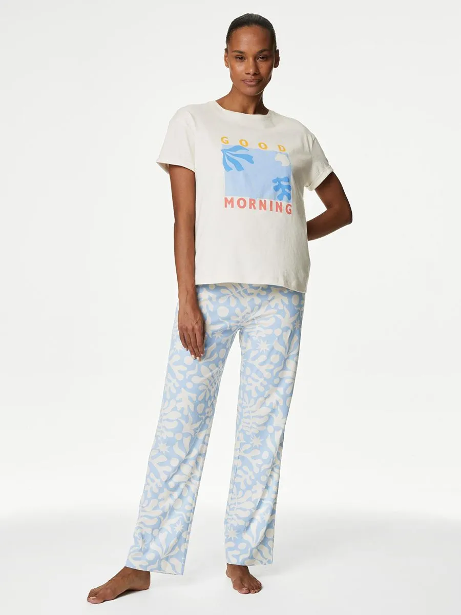 MARKS & SPENCER Women Pyjama Set Pure Cotton Printed