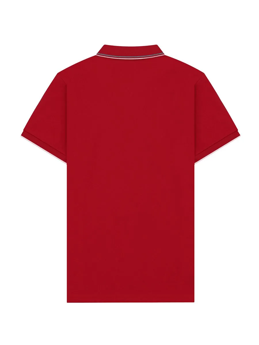 GIORDANO Men's Cotton Lycra Solid Polo Haute red