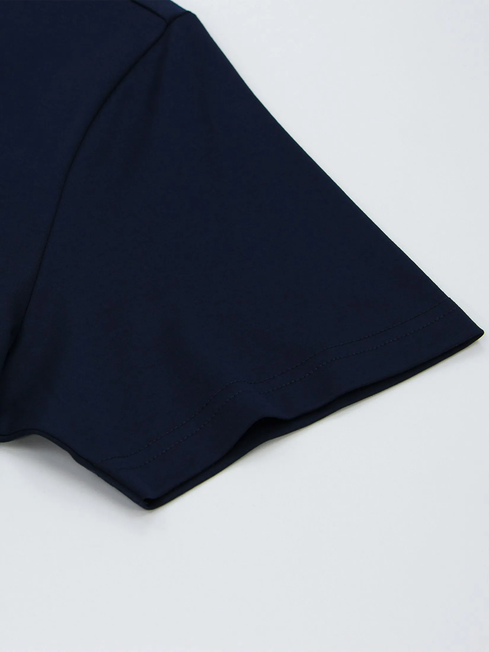 GIORDANO Men's Slim Cotton Embroidery Tee (Liquid Touch) Navy