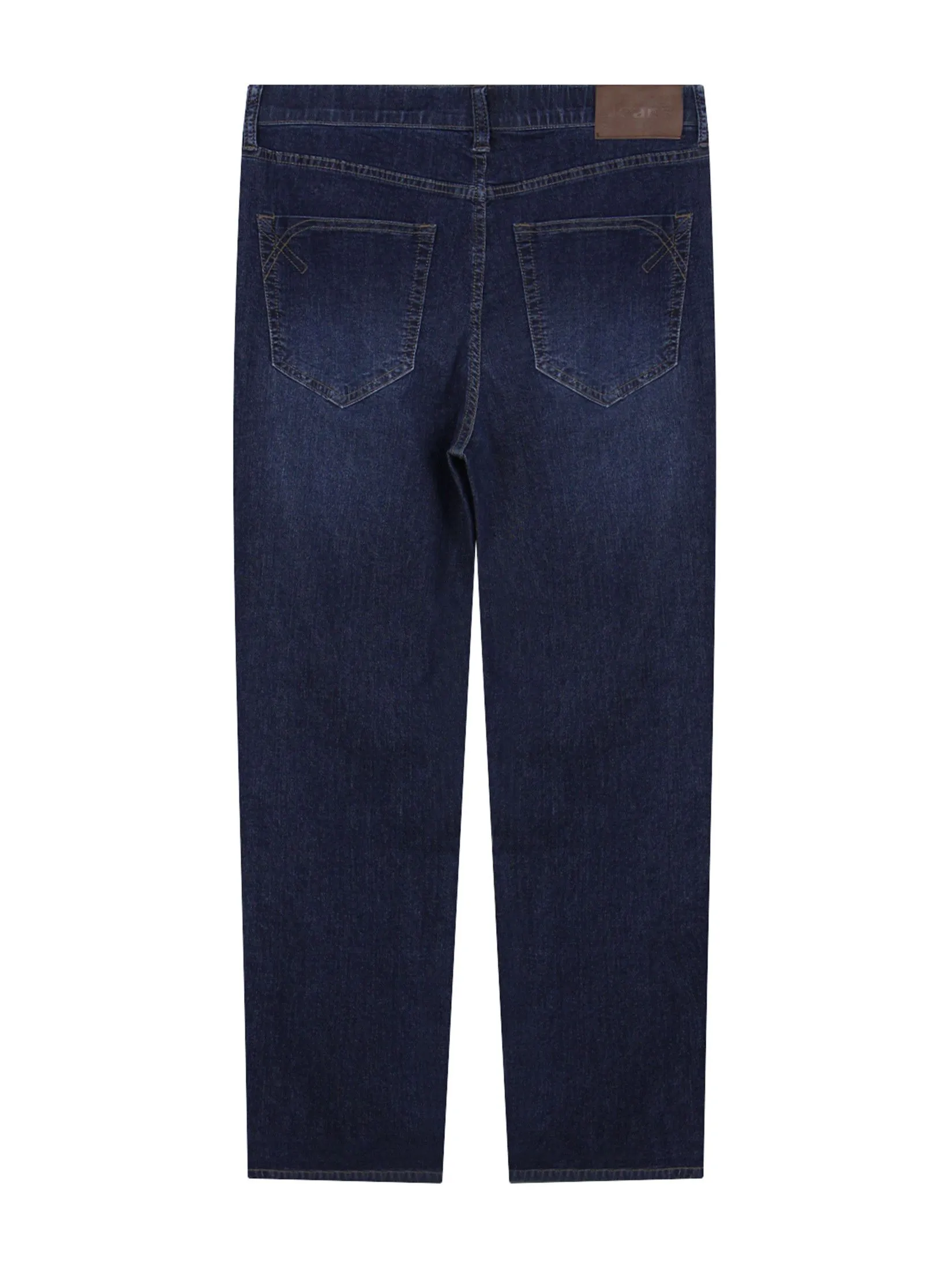 GIORDANO Men's Regular Stretch Denim Jeans(180° Elastic Waist) Dark indigo