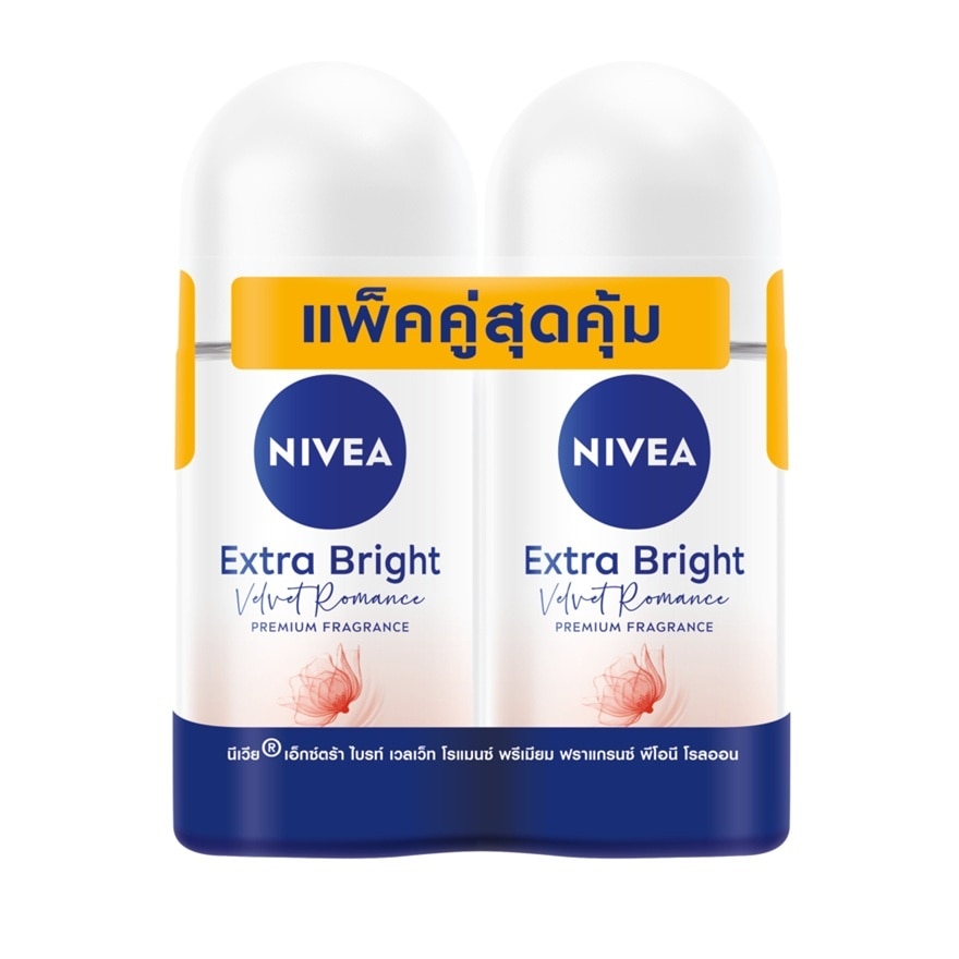 Nivea Roll On Extra Bright Velvet Romance Premium Fragrance Peony 50 Ml.Twin Pack