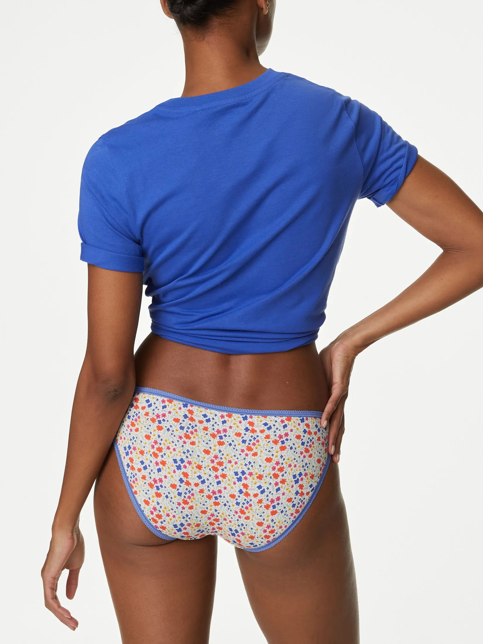 MARKS & SPENCER Women Bikini Briefs Knickers Cotton Lycra 5pk Multi-Color