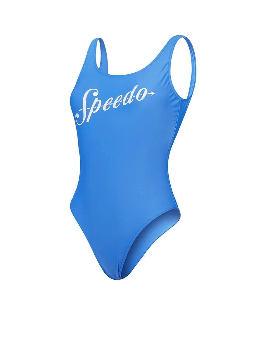 SPEEDO Women Swimsuit Logo Deep U Back One Piece Blue - SP111SP105DZTH