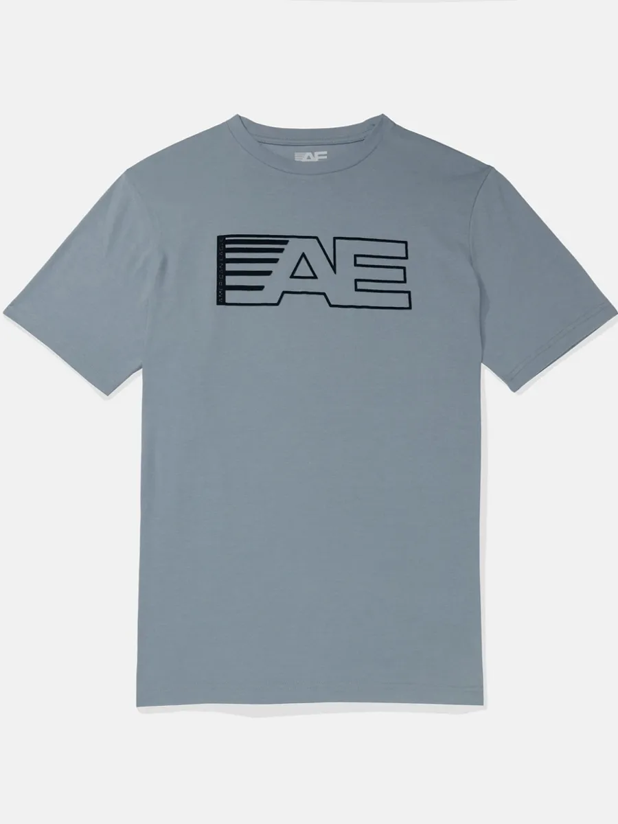 AMERICAN EAGLE MEN G SS ACTIVE 24/7 SET IN TEE- CVC FAUX HTHR + SERIOUSLY SOFT WASH 440 SOFT BLUE