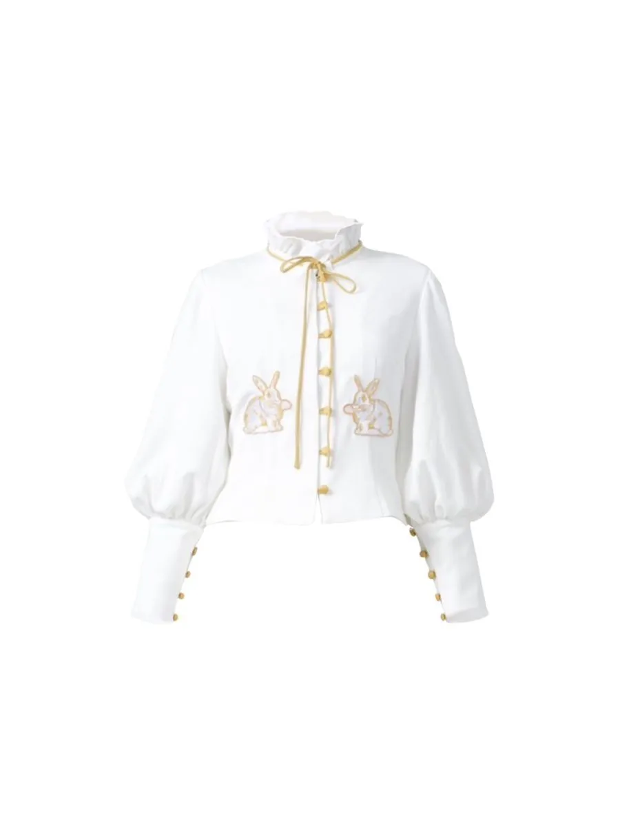 AMASS ME Women Rabbit Moonlit Shirt White