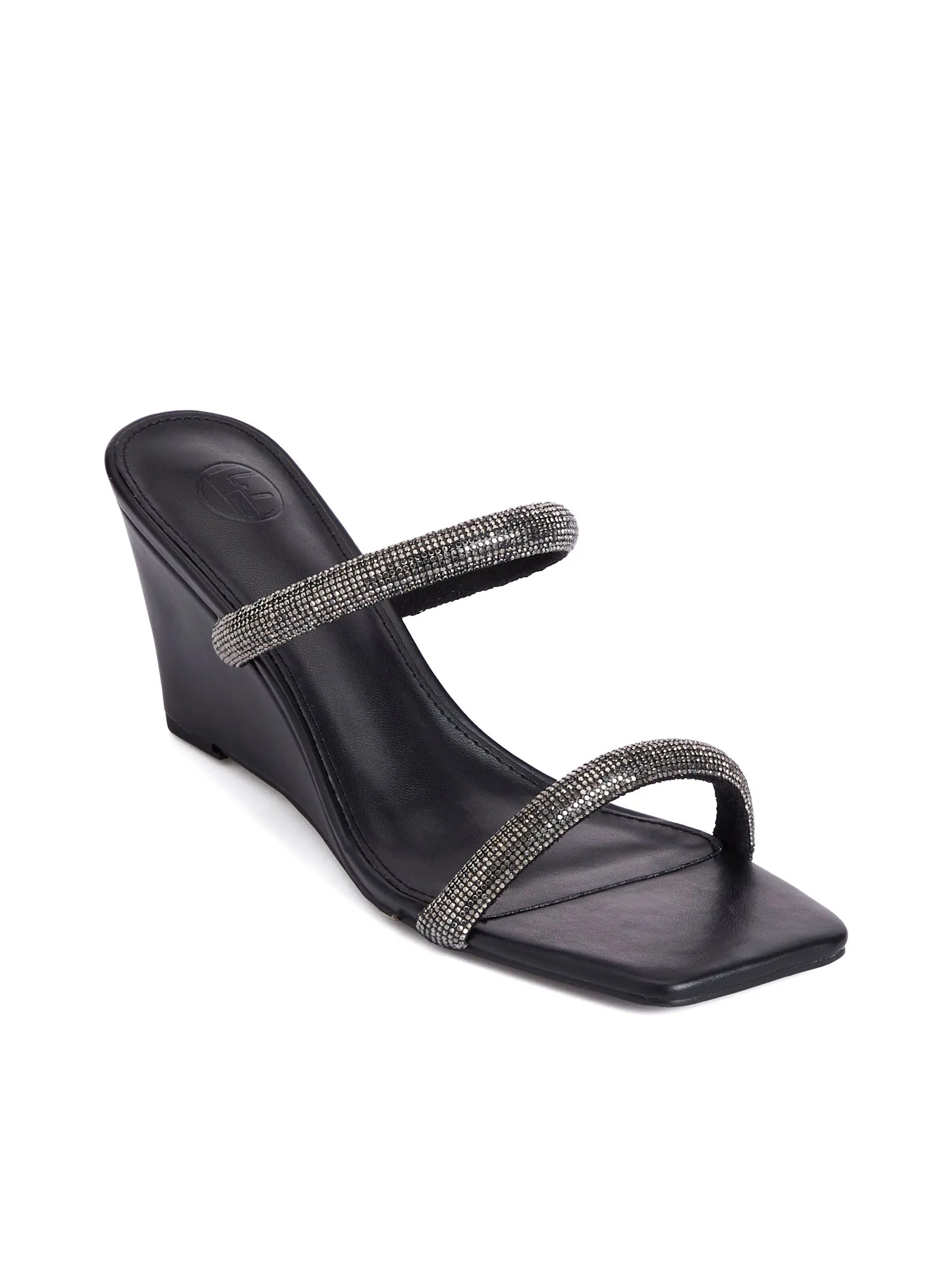 FOF Women Wedge Heels Crystal Strap