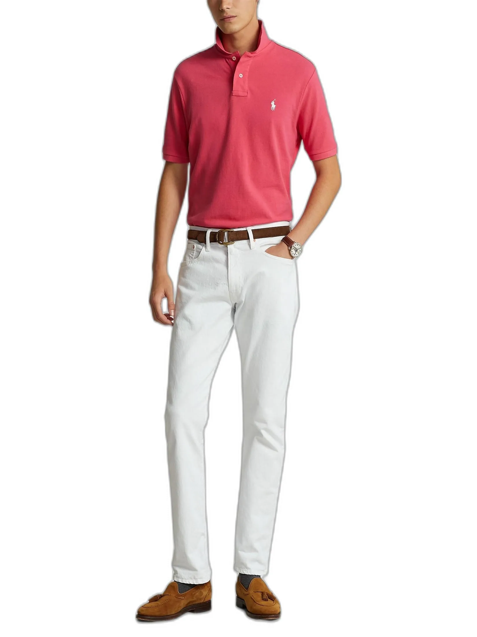 POLO RALPH LAUREN Polo Ralph Lauren POLO-Custom Slim Fit Mesh Polo Shirt MNPOKNI1N820487 650 PINK