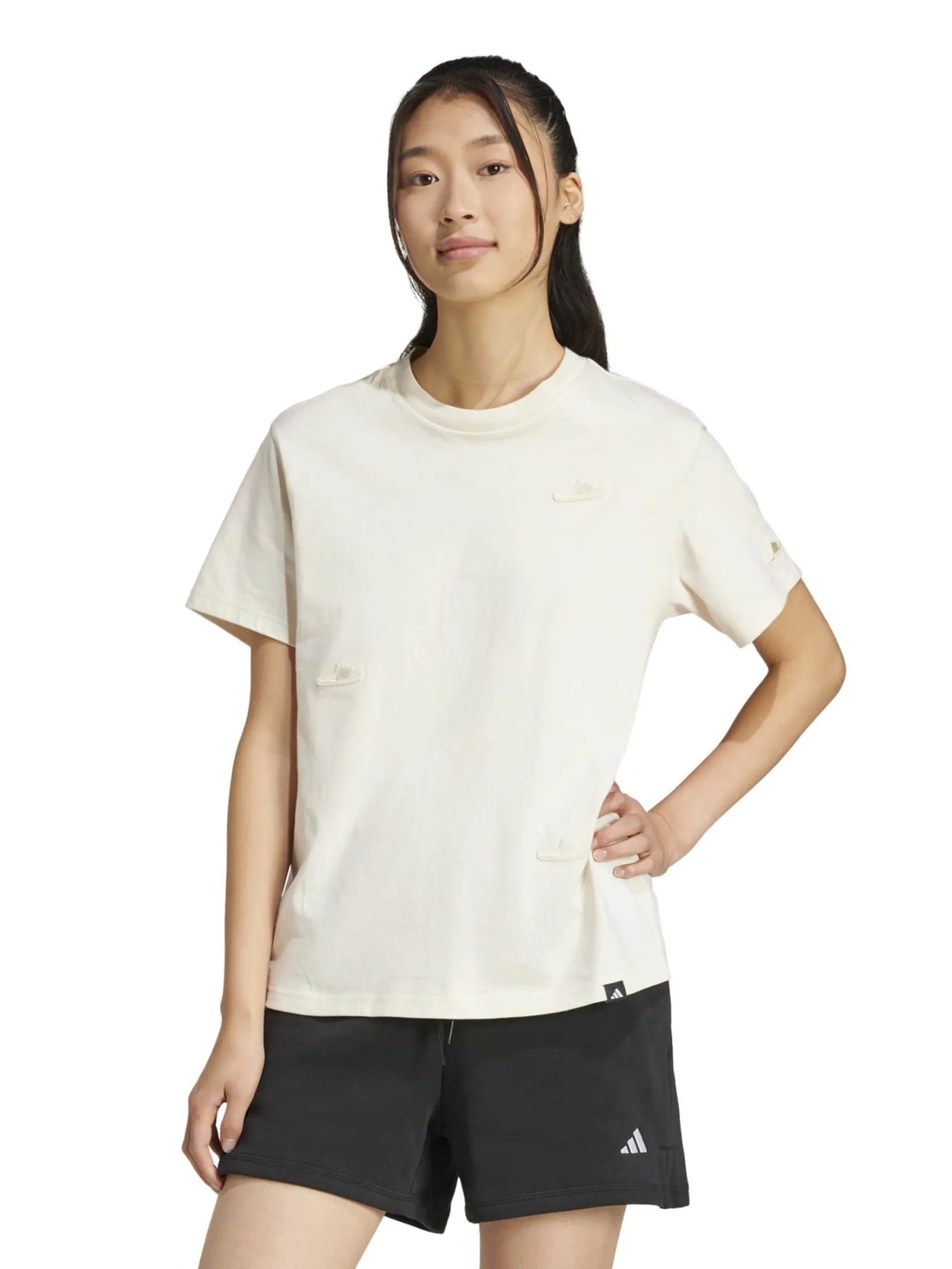 ADIDAS Women T-Shirt Lounge Slide Graphic Wonder White