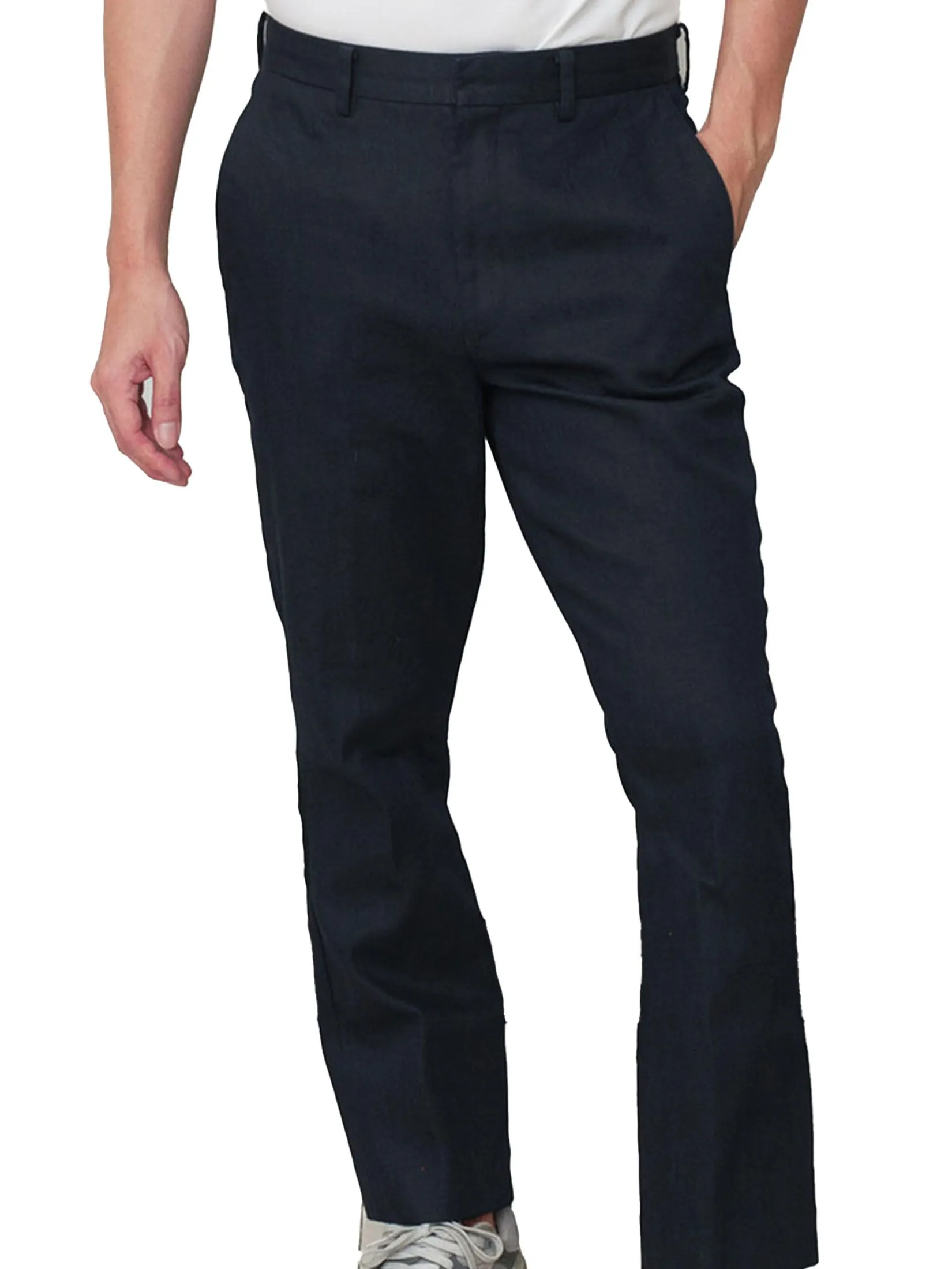 ERA-WON Men's trousers slim straight fit cropped length black