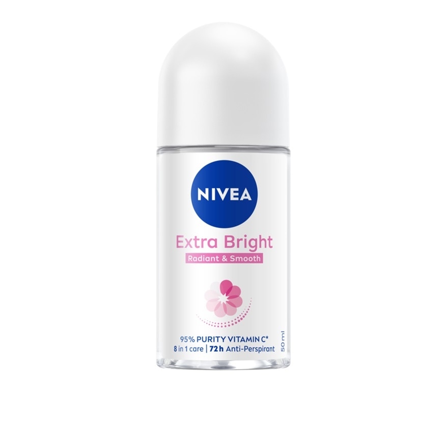 Nivea Roll On Extra Bright Radiant  Smooth 50 Ml. โรลออน ลดเหงื่อ ระงับกลิ่นกาย