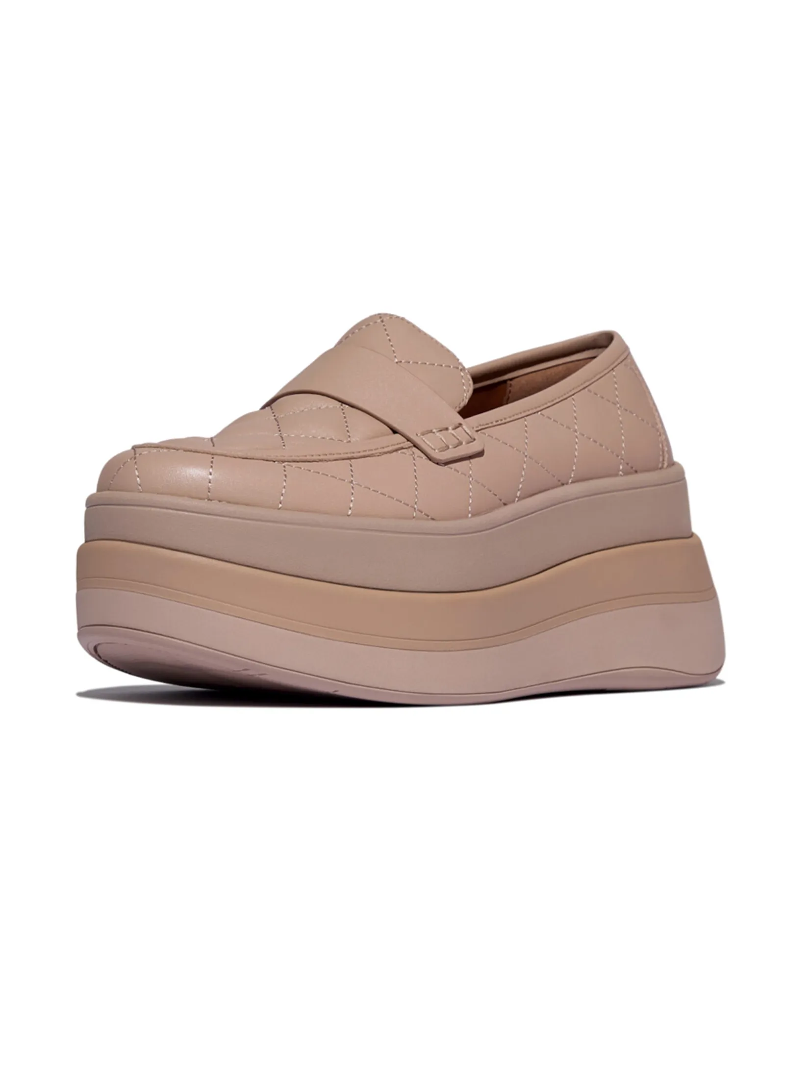 FitFlop™ WOMEN S F-MODE STACK QUILTED LOAFERS BEIGE