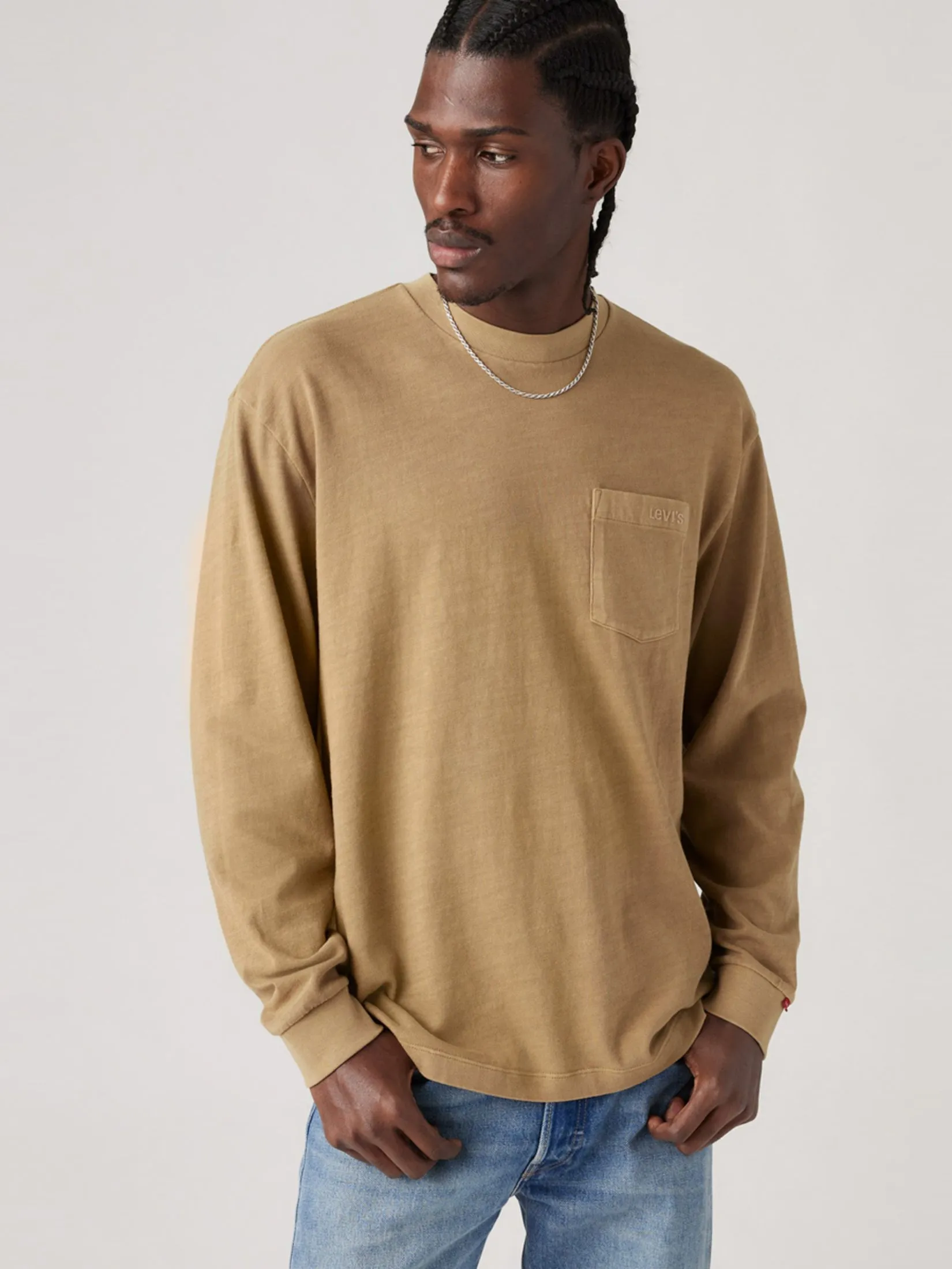 LEVI'S Men's Long-Sleeve Authentic Pocket T-Shirt Yellow