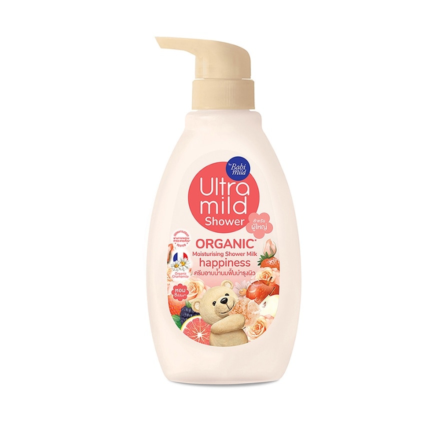Ultra Mild By Babi Mild Shower Organic Milk Happiness 380 Ml. สบู่เหลวเด็ก - Pink