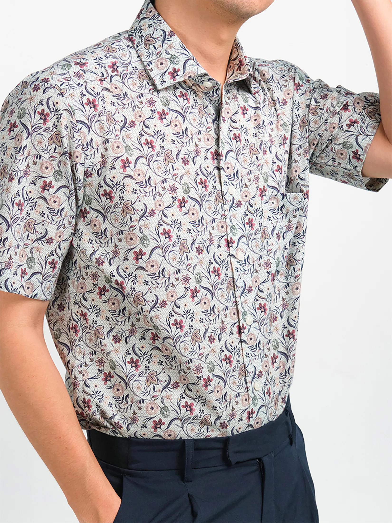 OLYMP MEN SHIRT SHORT SLEEVES CASUAL SHIRT MODERN FIT GREEN