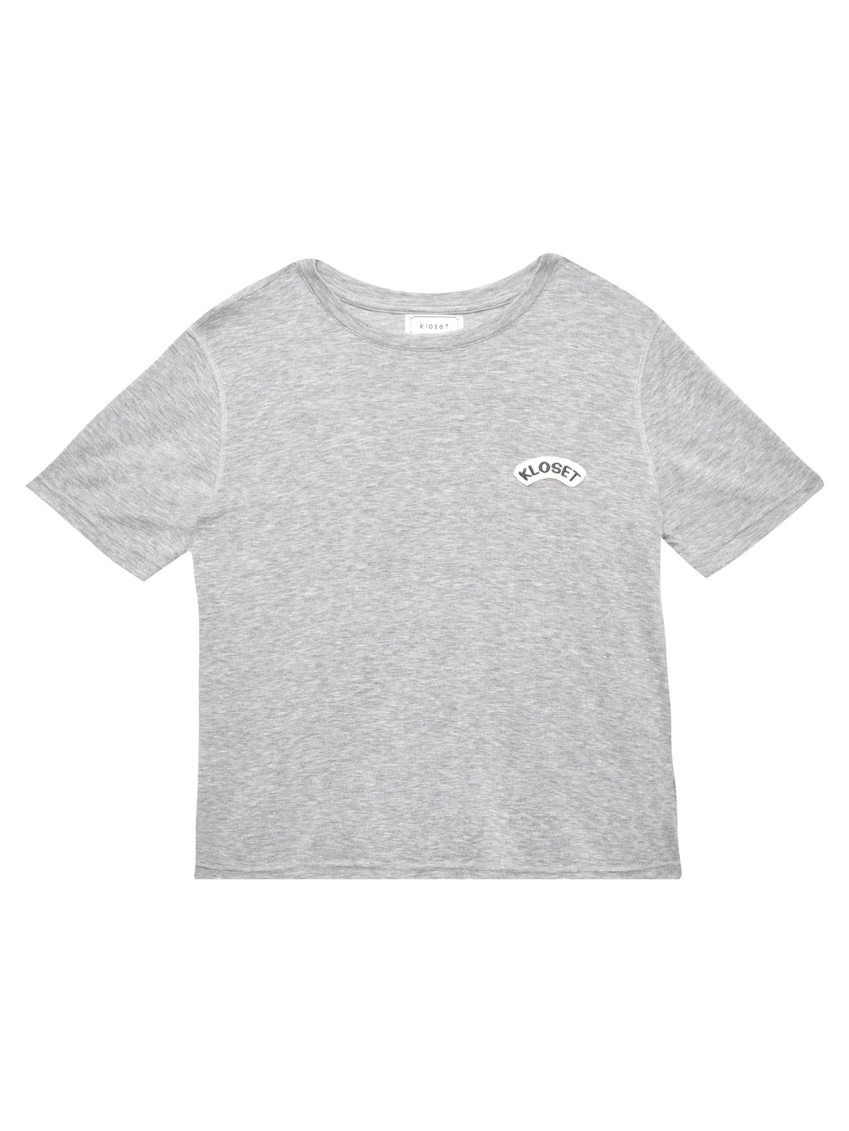 KLOSET (BS25) Women Embroidered Logo T-Shirt Grey