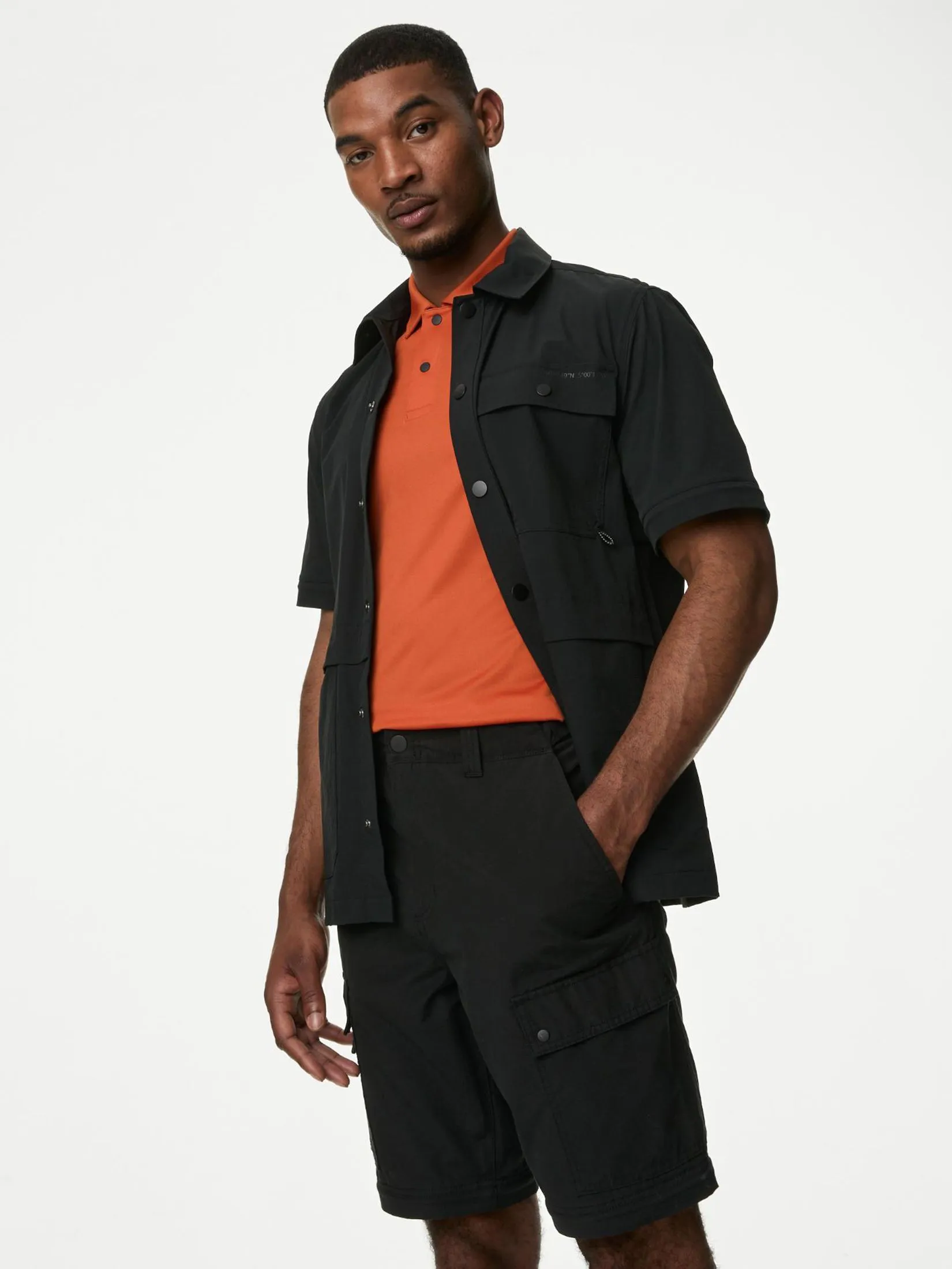 MARKS & SPENCER Men Trousers Zip Off Trekking with Stormwear Black