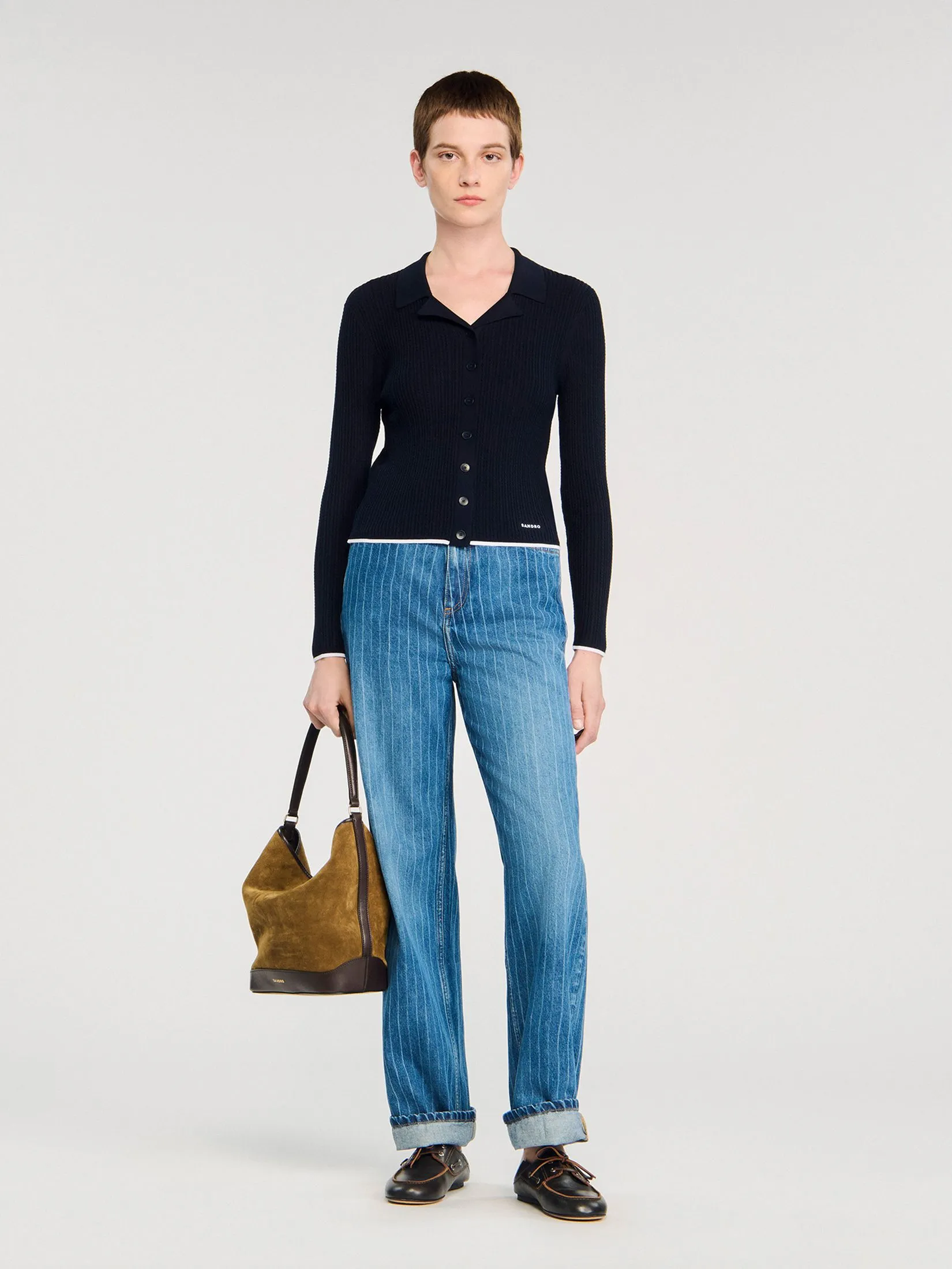 SANDRO Cropped Shirt With Removable Tie