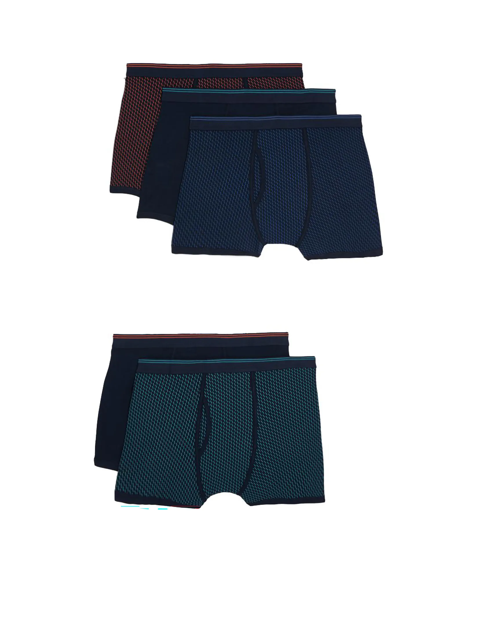 MARKS & SPENCER Men Trunks 5 pk Cotton Stretch Cool & Fresh Navy Mix