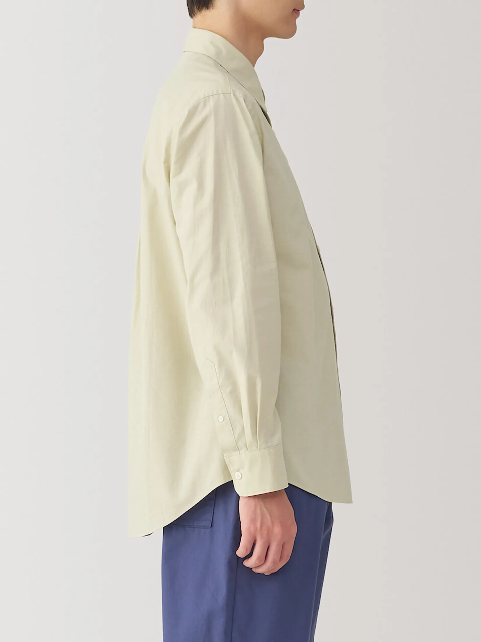 MUJI Men Shirt Long Sleeves Washed Broadcloth