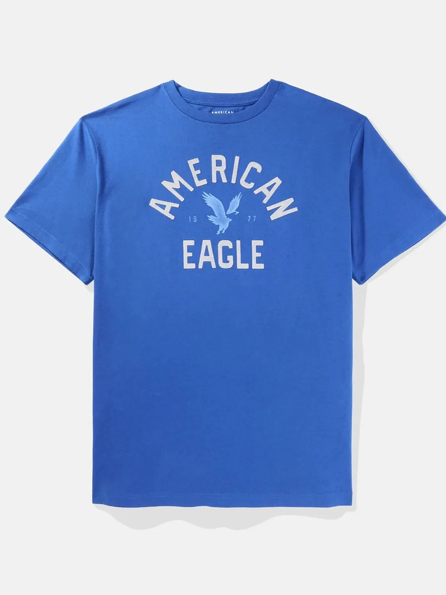 AMERICAN EAGLE MEN G SS SP2 SET IN TEE- PC DYE + SERIOUSLY SOFT WASH 499 COBALT BLUE