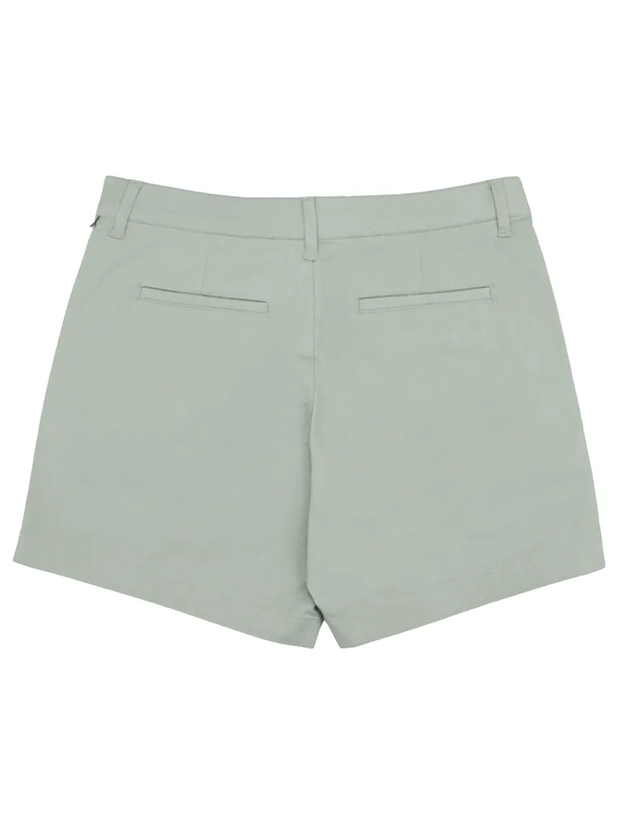GIORDANO Women's Twill Mid-Rise Slim Fit Pocket Shorts (180 Elastic Waistband) Shadow Green