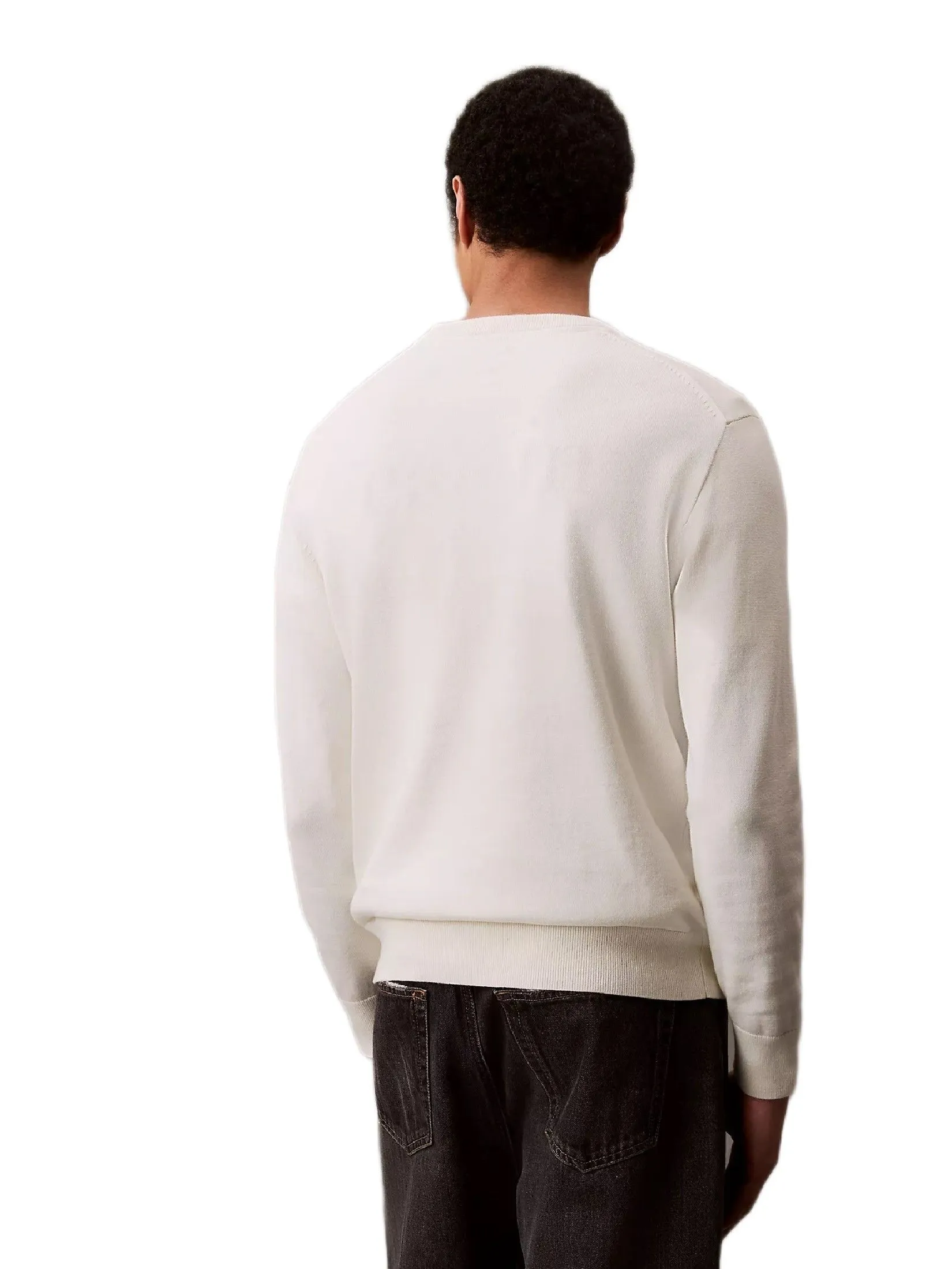 CALVIN KLEIN Men's Smooth Cotton Sweater Off White
