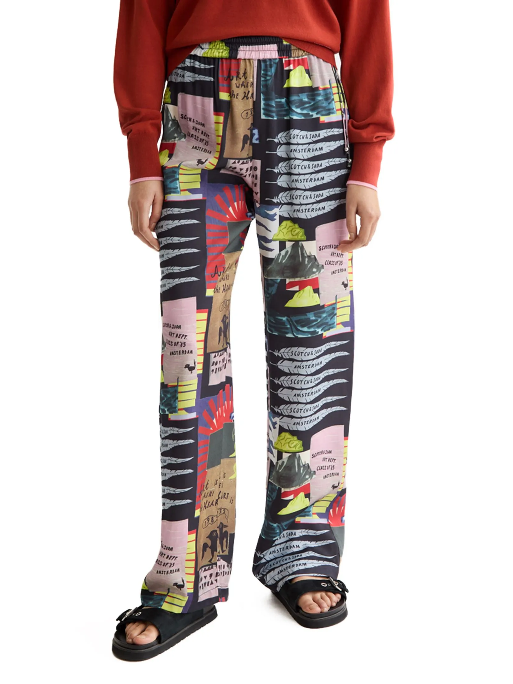 SCOTCH&SODA Women Trousers Gia - Mid Rise Wide Leg Elasticated