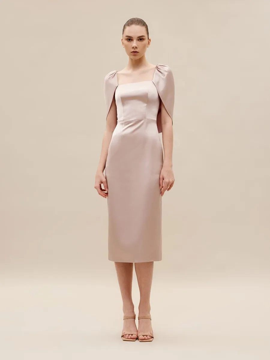 ASAVA ( SS24 )Tatiana Cape-sleeve Women Dress Pink