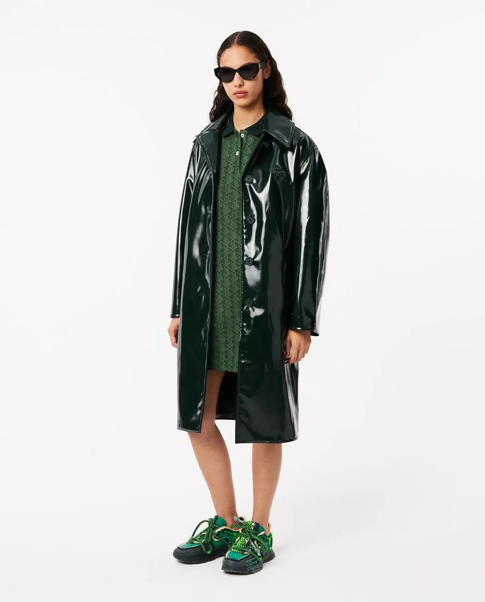 LACOSTE Slim Fit Monogram Jacquard Polo Dress Green