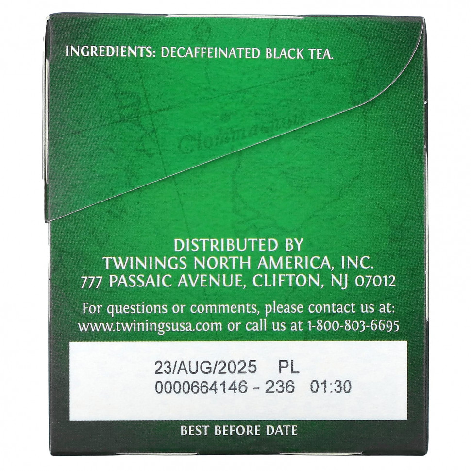 Twinings, Чистый черный чай, ирландский завтрак, без кофеина, 20 чайных пакетиков, 40 г (1,41 унции)