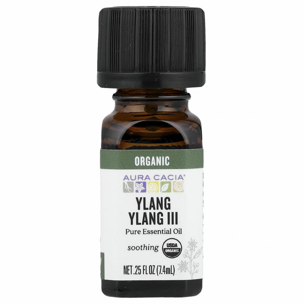 Aura Cacia, чистое эфирное масло, иланг-иланг III, 7,4 мл (0,25 жидк. унции)
