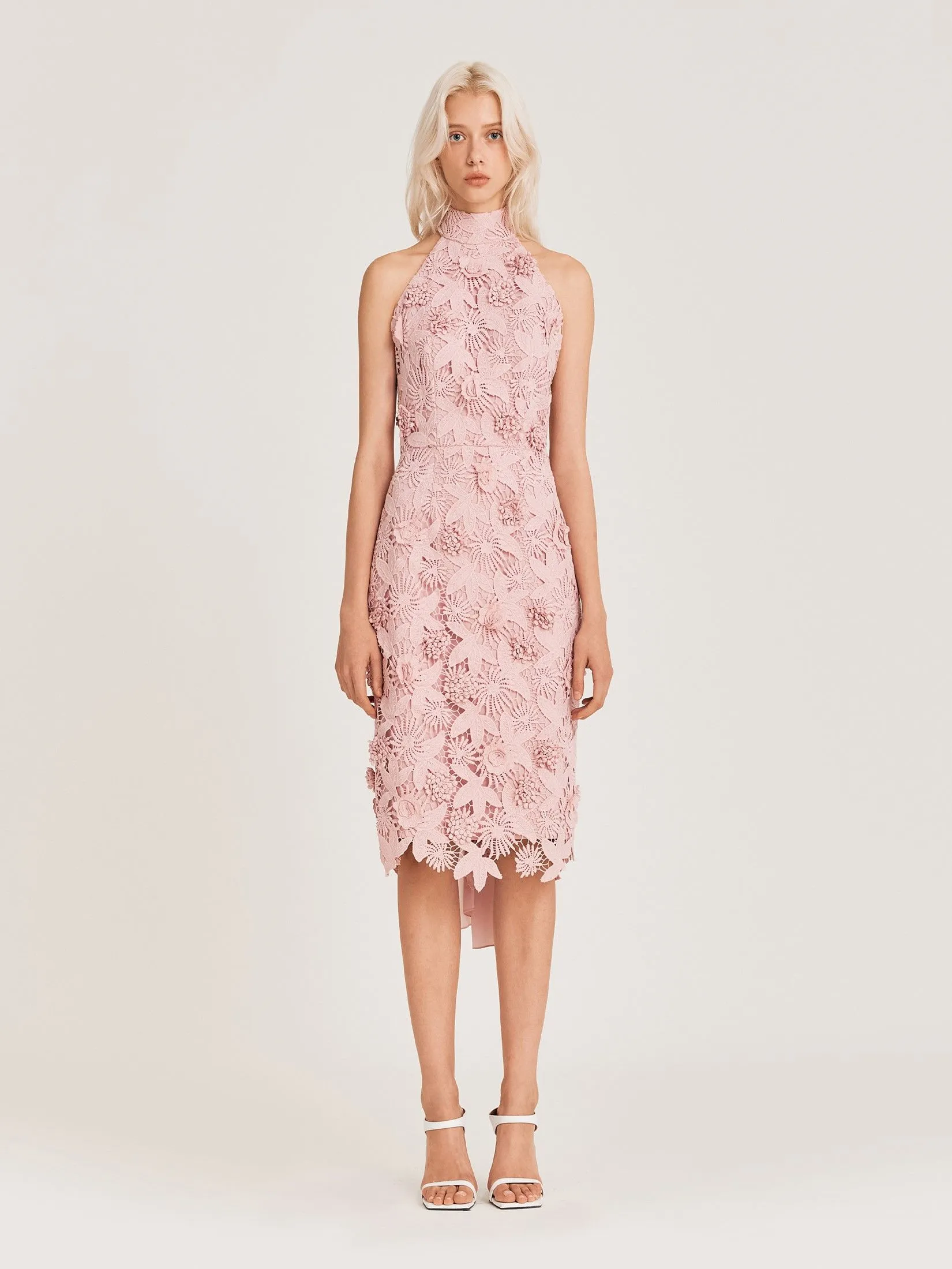 ASAVA (AW24 )Aurelia Floral-lace Women Halter Dress Pink