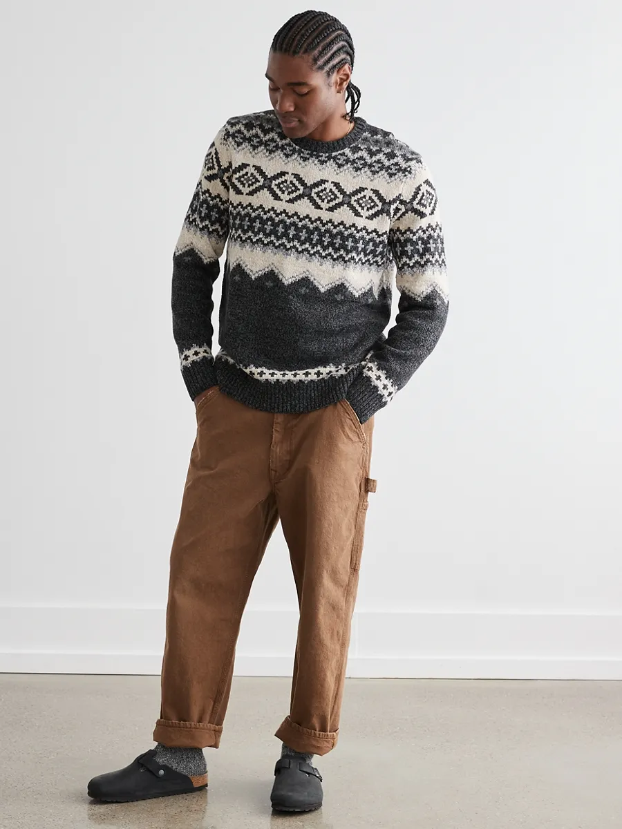 AMERICAN EAGLE MEN 1821 FAIRISLE CREW 001 BLACK