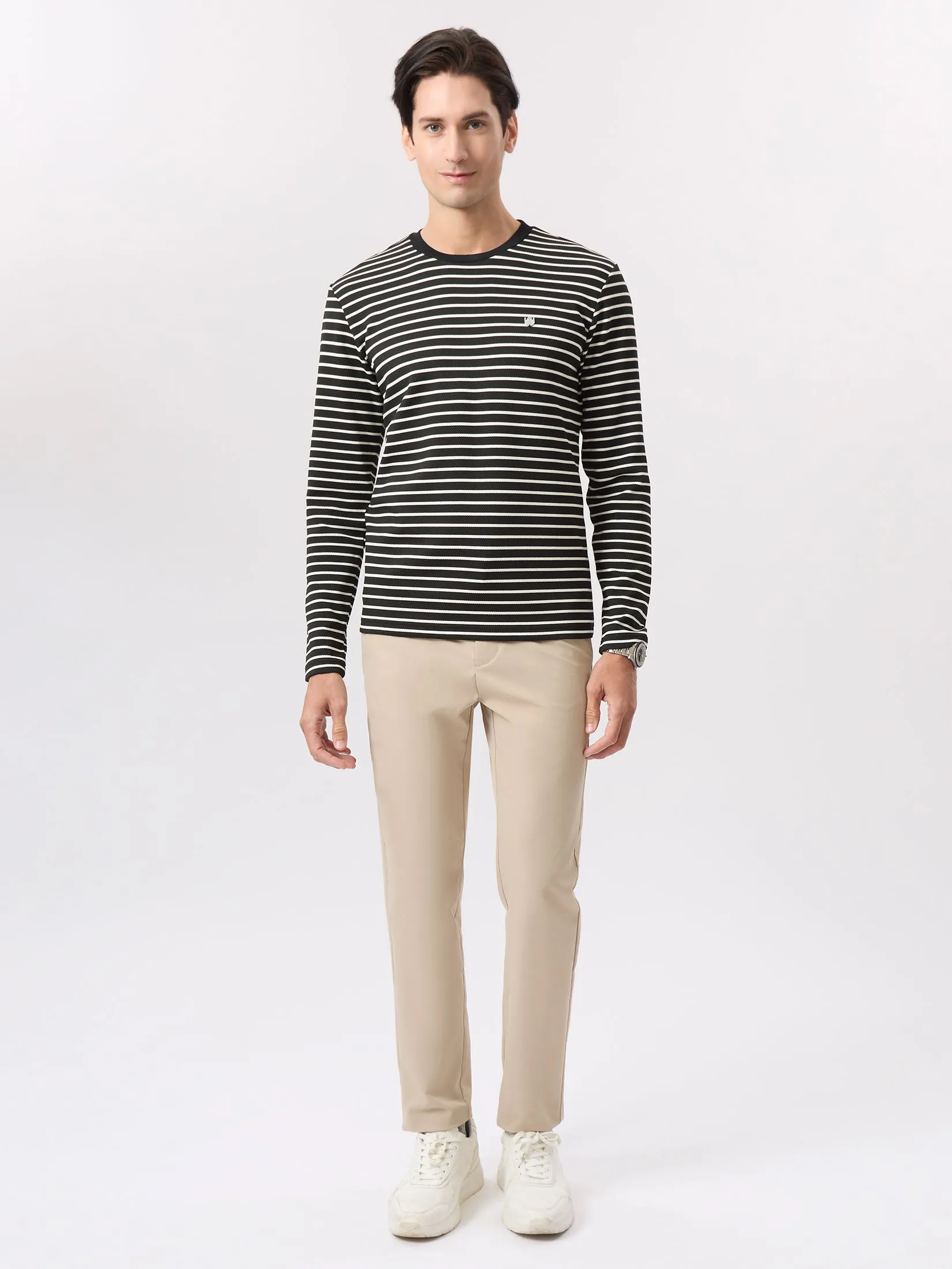 LTD Striped Long-Sleeve T-shirt Men Black