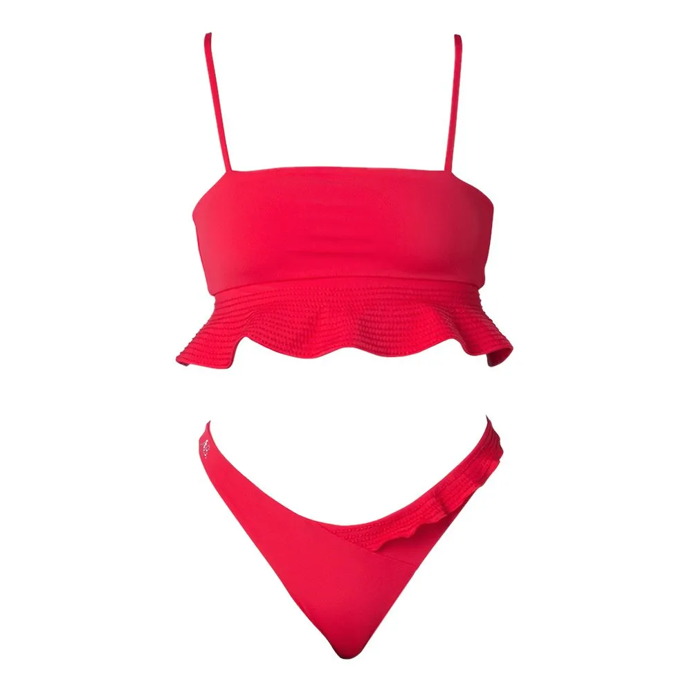ANGELYS BALEK Red Peplum Bikini & Brazilian Bottom Women Swimsuit
