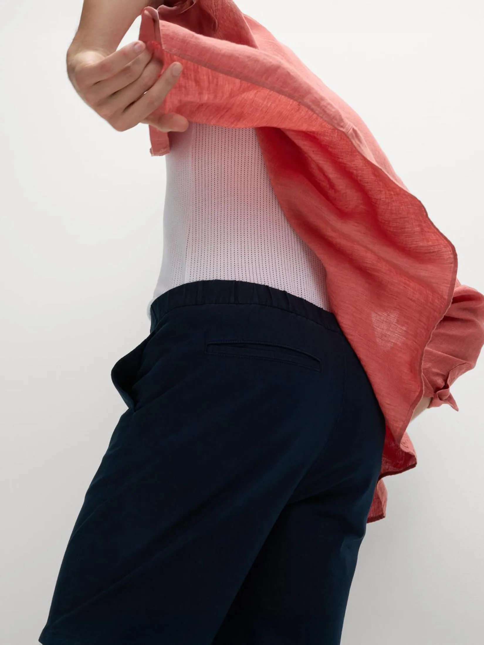 MARKS & SPENCER Men Shorts Linen Blend Elasticated Waist