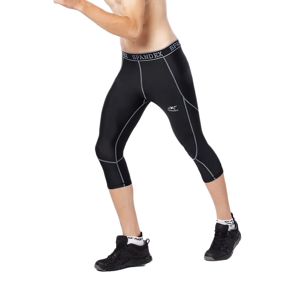 SPANDEX Black/Grey-HP002-Compression 3/4 pants
