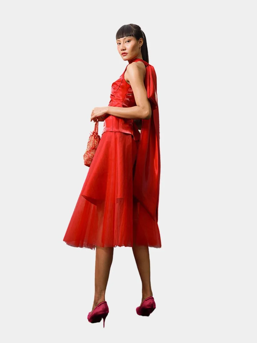 AMASS ME Women Royal Scarlet Sheaf Red Skirt