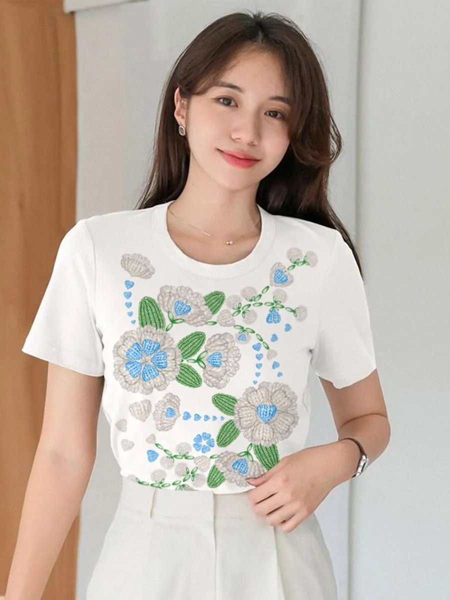 ICONIC WOMAN WHITE JASMINE FLOWING T-SHIRT