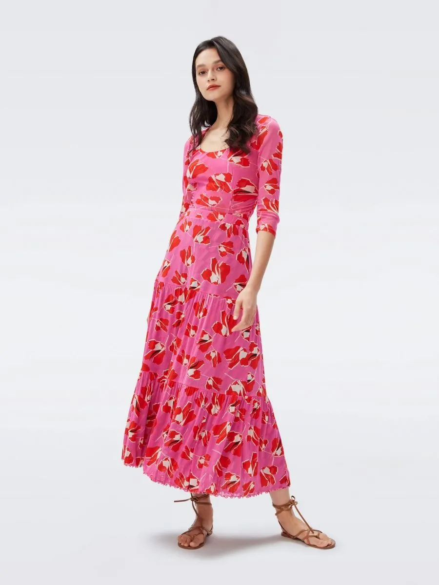 DIANE VON FURSTENBERG DVF MILEY BODYSUIT PAPER TULIP LG PINK ME