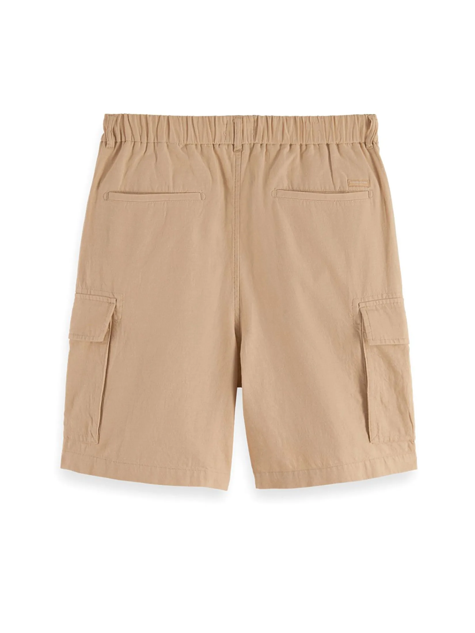SCOTCH&SODA Men Cargo Short Cotton-Linen Relaxed Fit Soft Camel