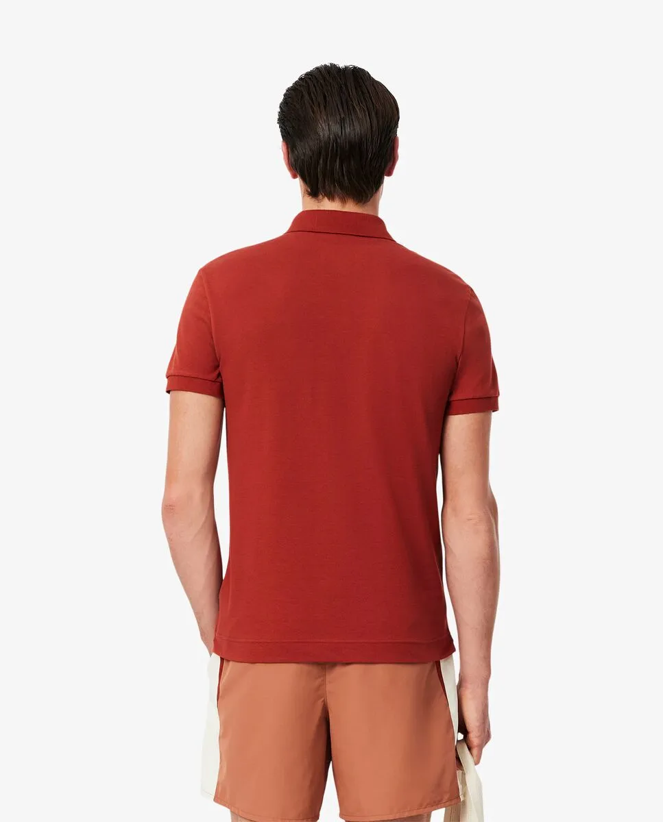 LACOSTE Regular Fit Paris Stretch Piqu  Polo Shirt Brown